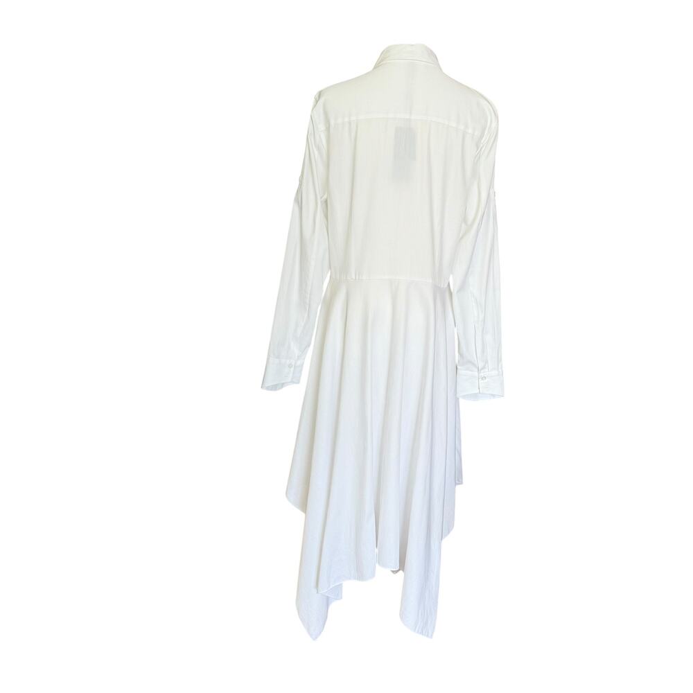 BcbgMaxazria Beatryce White Asymmetrical White Dress Size L 100% Cotton - Picture 7 of 16